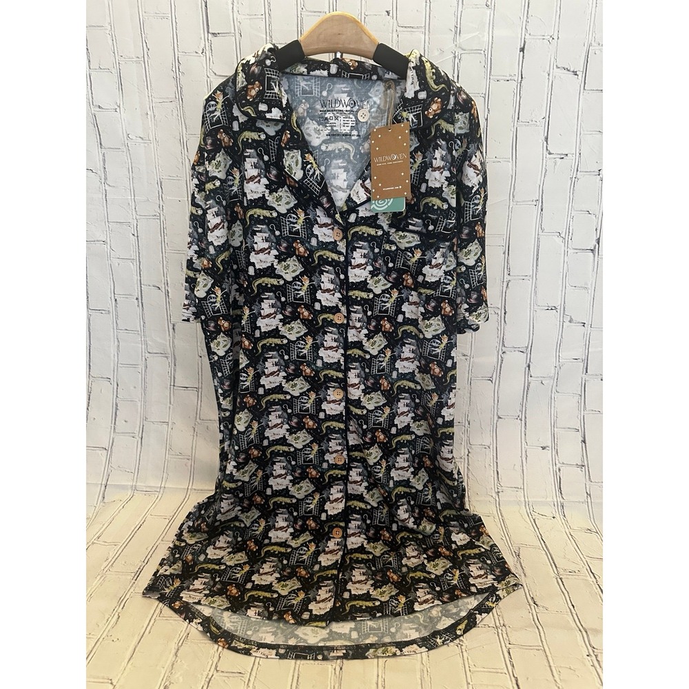 *NEW* Peter Pan Womens Small Collared Sleep Shirt Gown Tencel Modal Wildwoven
